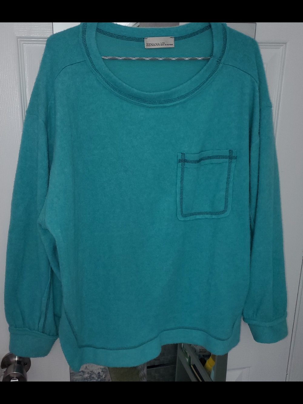 Zenana Outfitters Teal Crewneck Pullover